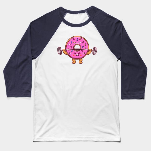 Cute Doughnut Lifting Dumbbel Baseball T-Shirt by Catalyst Labs